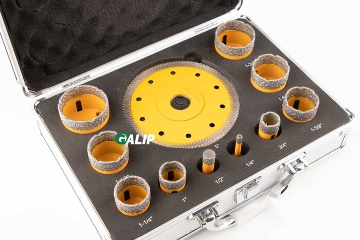 GALIP, M14 11-Piece Diamond Core Drill Bit with 125mm Saw blade Set, Silver aluminum box