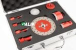 GALIP, M14 9-Piece Diamond Core Drill Bit with 125mm Saw blade Set, red color, Silver aluminum box