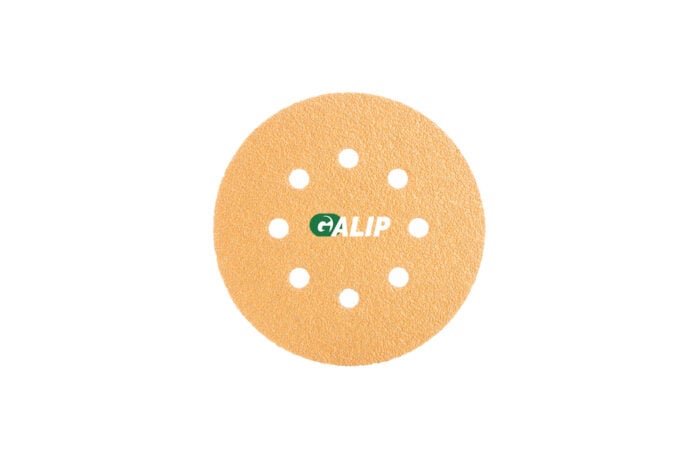 GALIP, 5 Inch 125mm 8 Hole Sanding Discs Gold Hook and Loop, front
